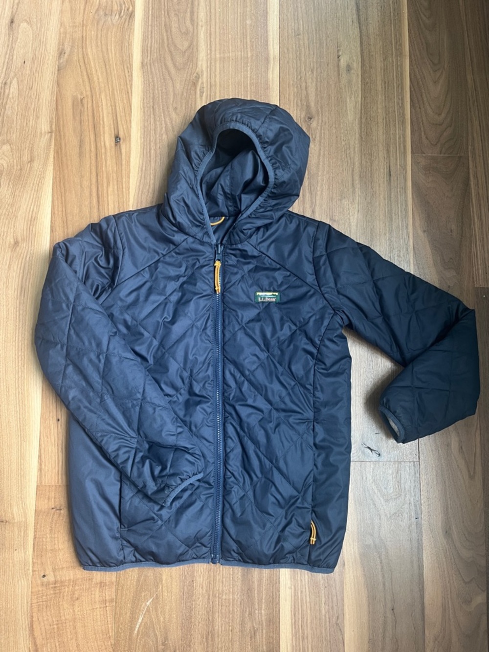 L.L. Bean Navy/Cream Reversible Primaloft Hooded Jacket, Size 8-10